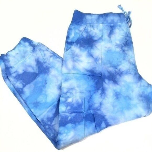 NWT VICTORIA'S SECRET PINK HIGH WAIST BLUE TIE DYE CARGO JOGGER SWEATPANTS‎ - Picture 5 of 9